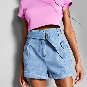 NWT Jeannie Mai X INC Cargo Denim Shorts Size 8 Medium Wash